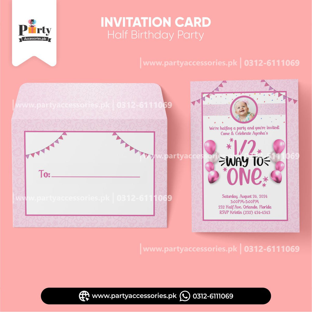 half birthday customized invitation cards 