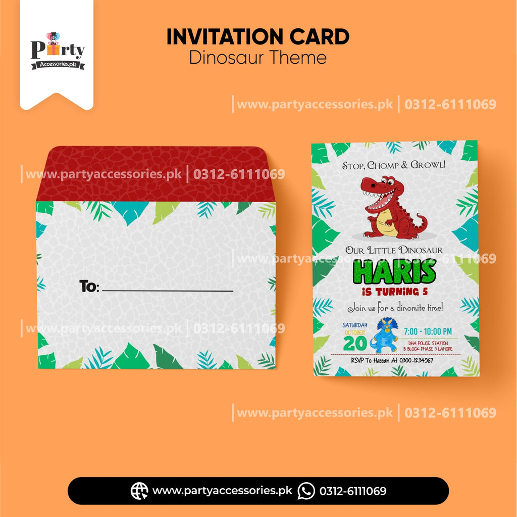 dinosaur theme customized invitations cards 