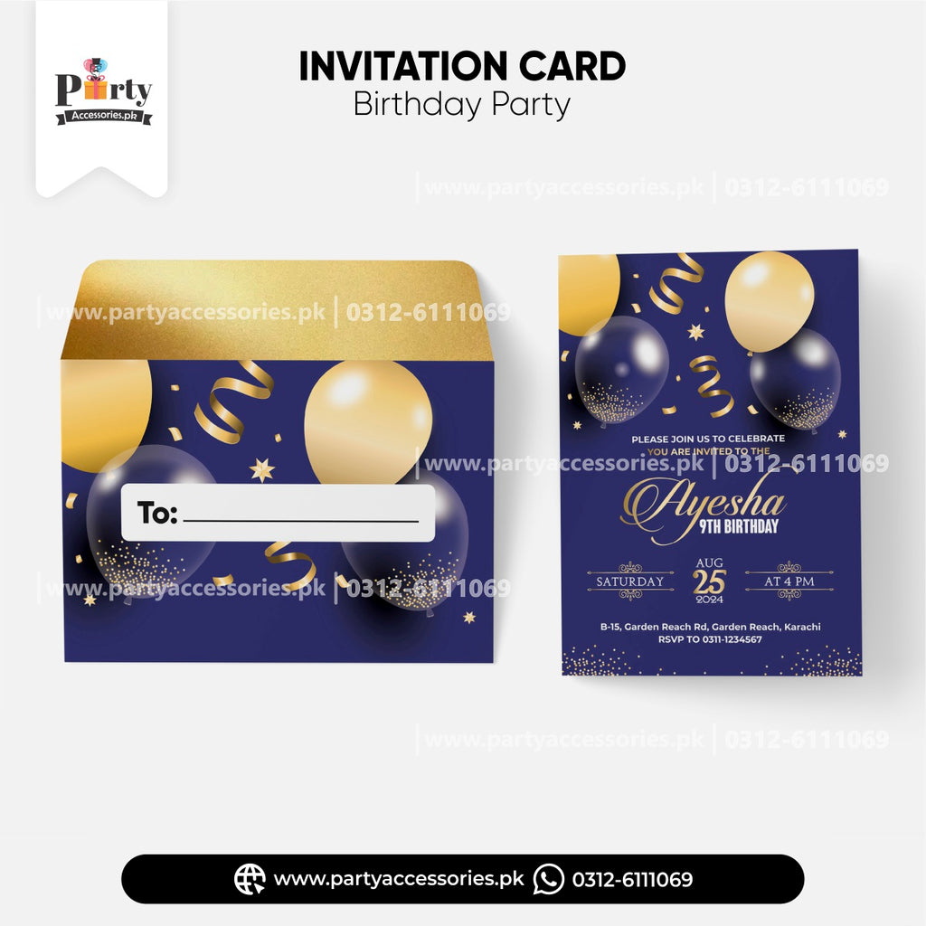 HAPPY BIRTHDAY CUSTOMIZED INVITATION CARDS FOR BIRTHDAY BOY IN BLUE COLOR 