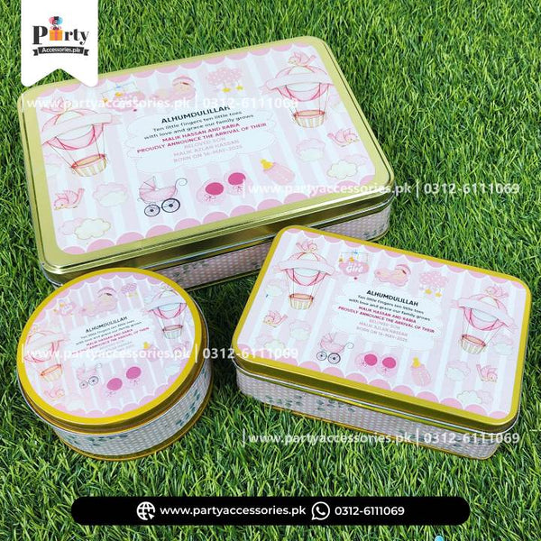 It's a Girl Sweet Boxes | Birth Announcement Box For Baby Girl | Customized Tin Boxes