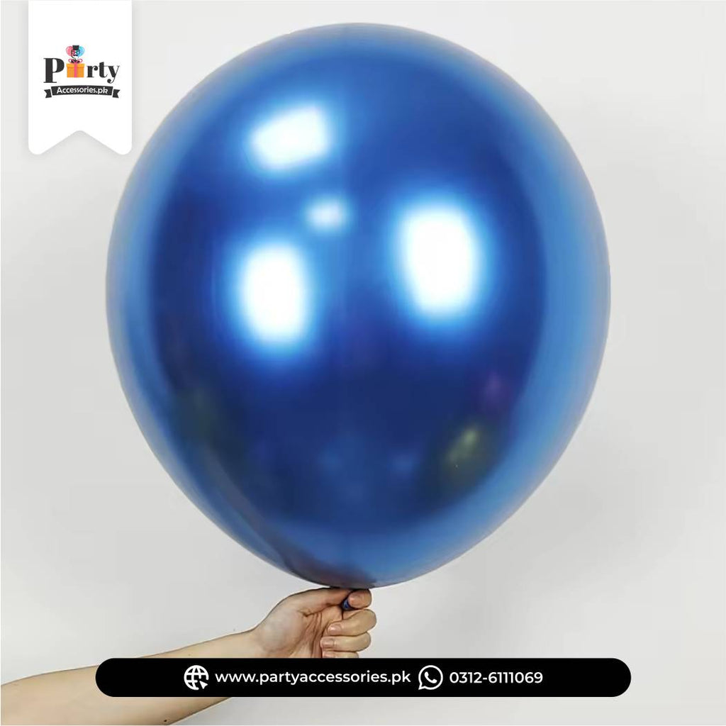 large chrome balloons blue