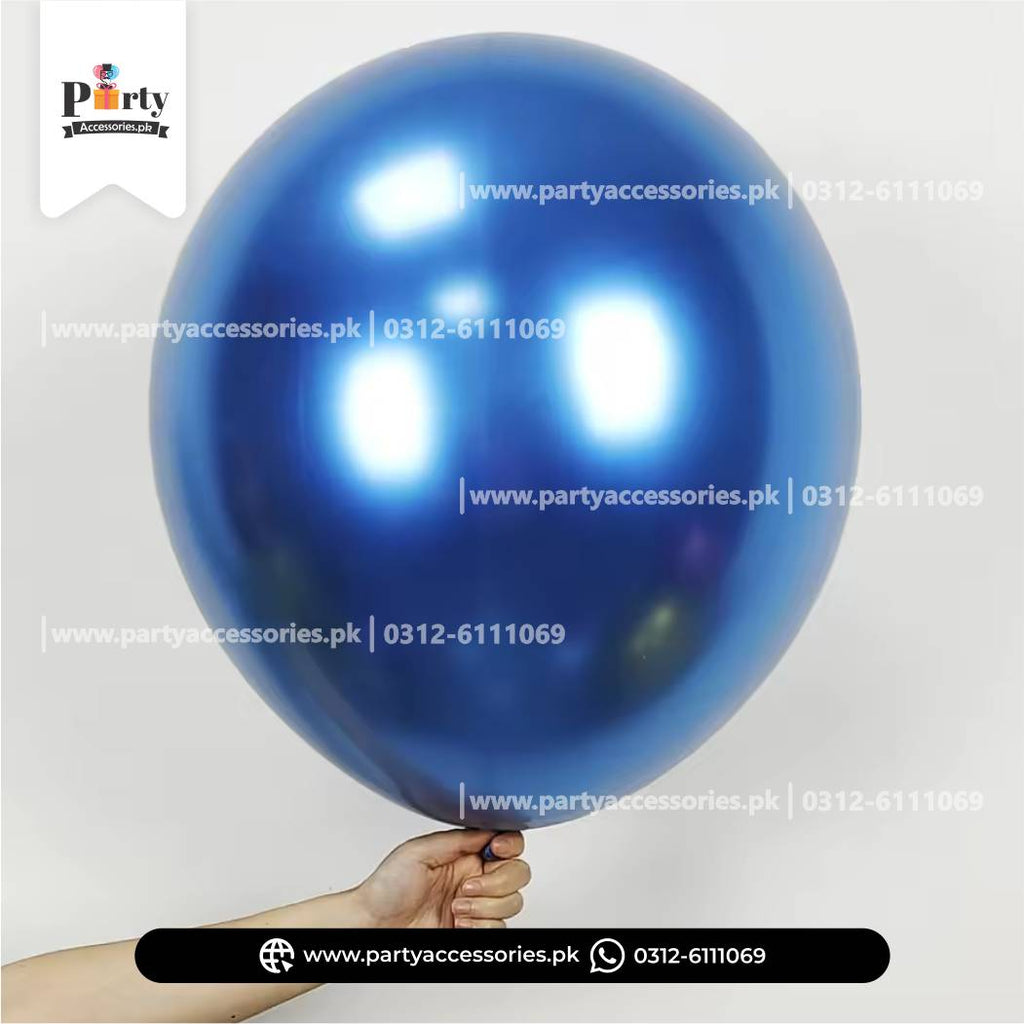 large chrome balloons blue