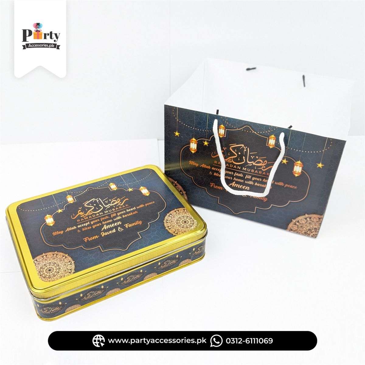 Ramadan Khajoor Tin Boxes with Bags 