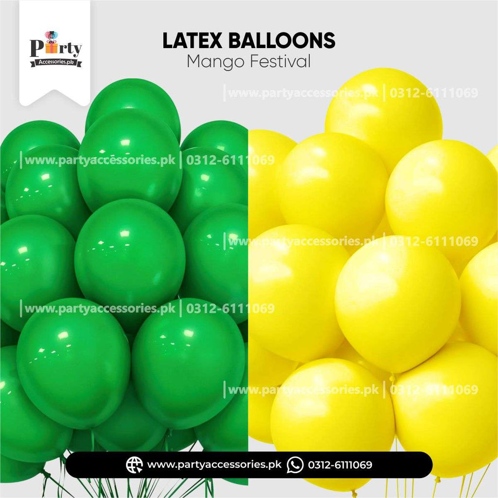 Mango Festival Colors Theme Plain Solid Latex Balloons (Pack of 50)