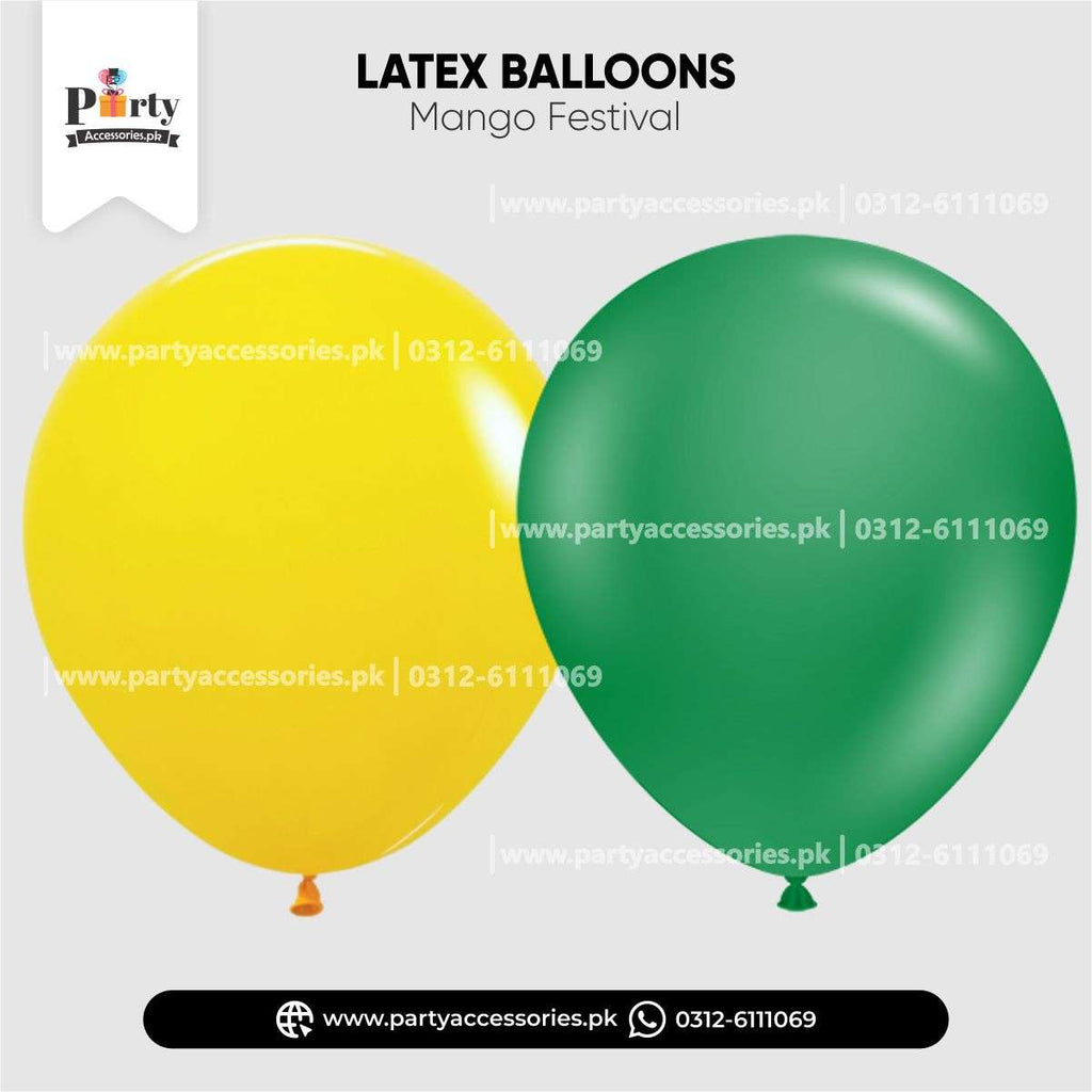 Mango Festival Colors Theme Plain Solid Latex Balloons (Pack of 50)