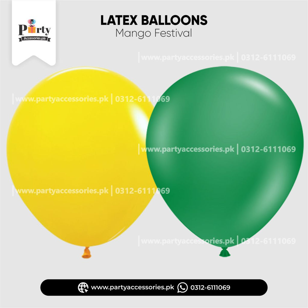 Mango Festival Colors Theme Plain Solid Latex Balloons (Pack of 50)