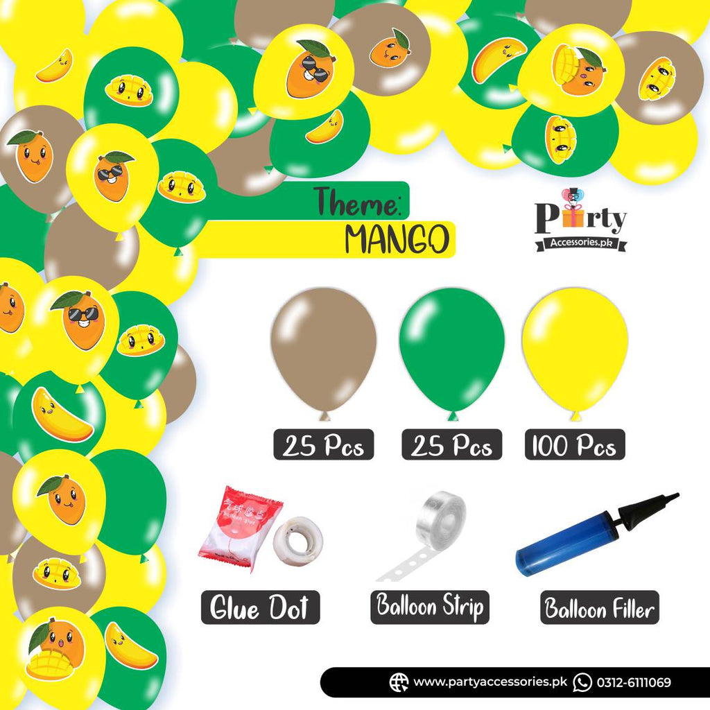 Mango Festival Color Theme Balloon Arch Set Garland kit 150 Balloons with Stickers