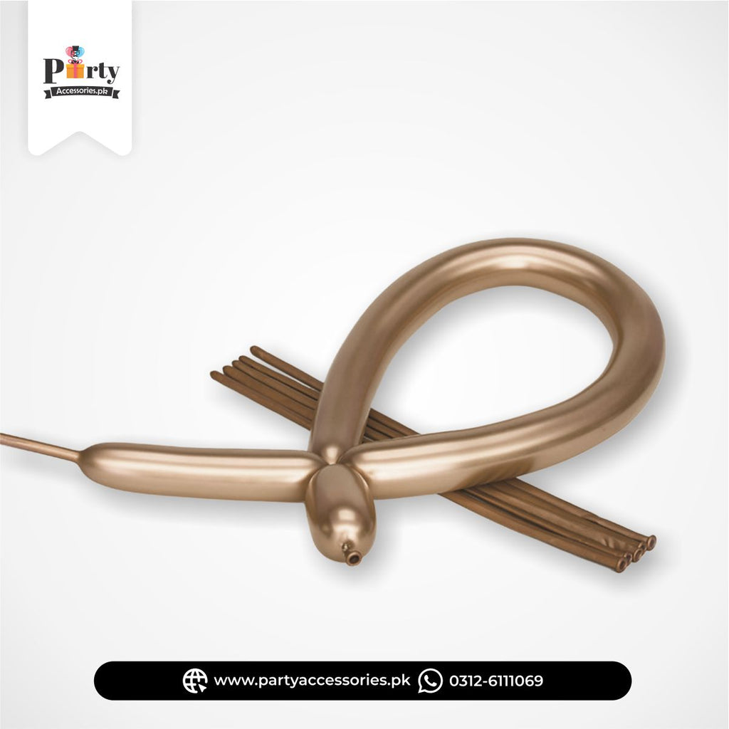 Rose Gold Long Strip tube shape magic twisting balloons in metallic chrome modelling balloons