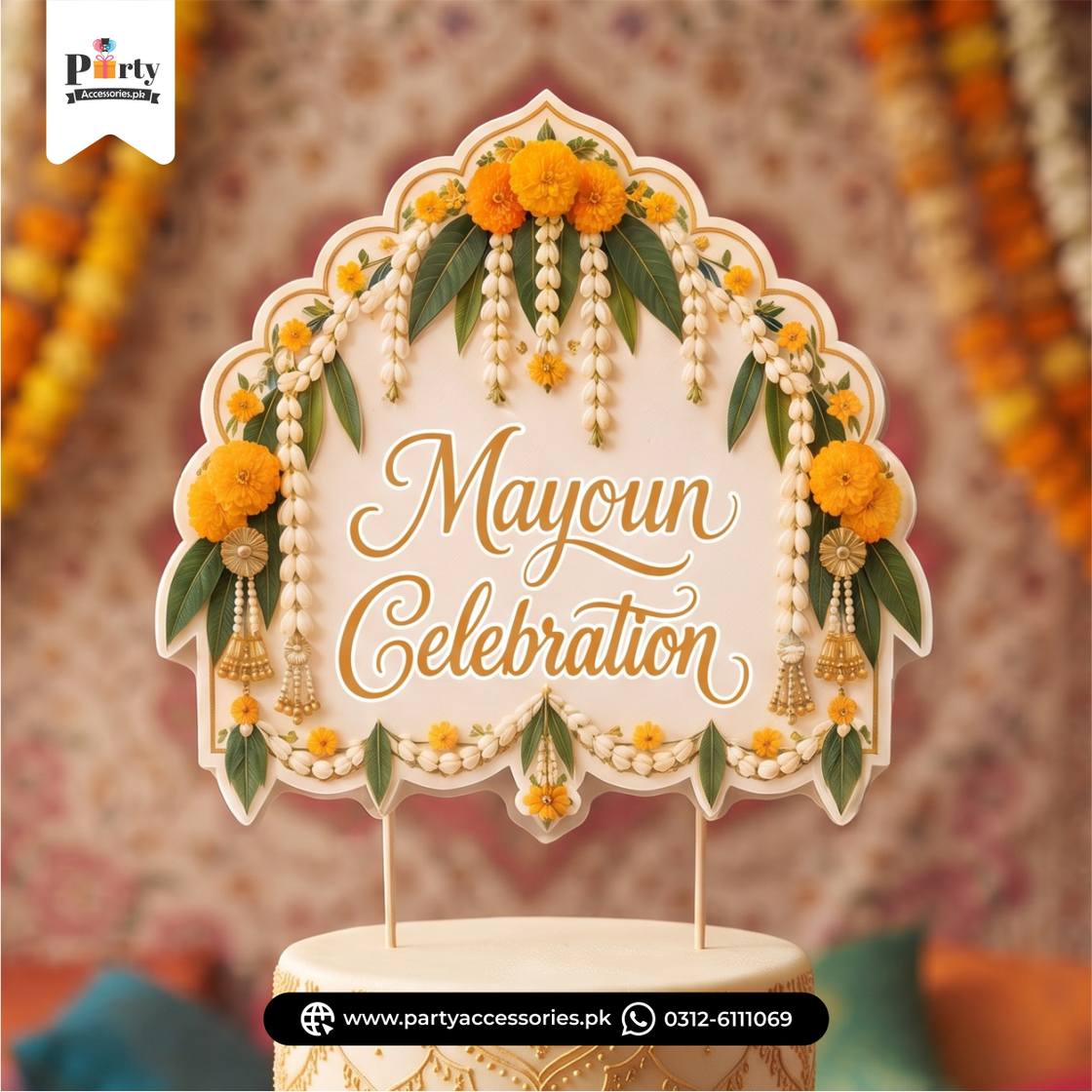 Mayoun Celebration Customized Card Cake Topper for Wedding Cakes