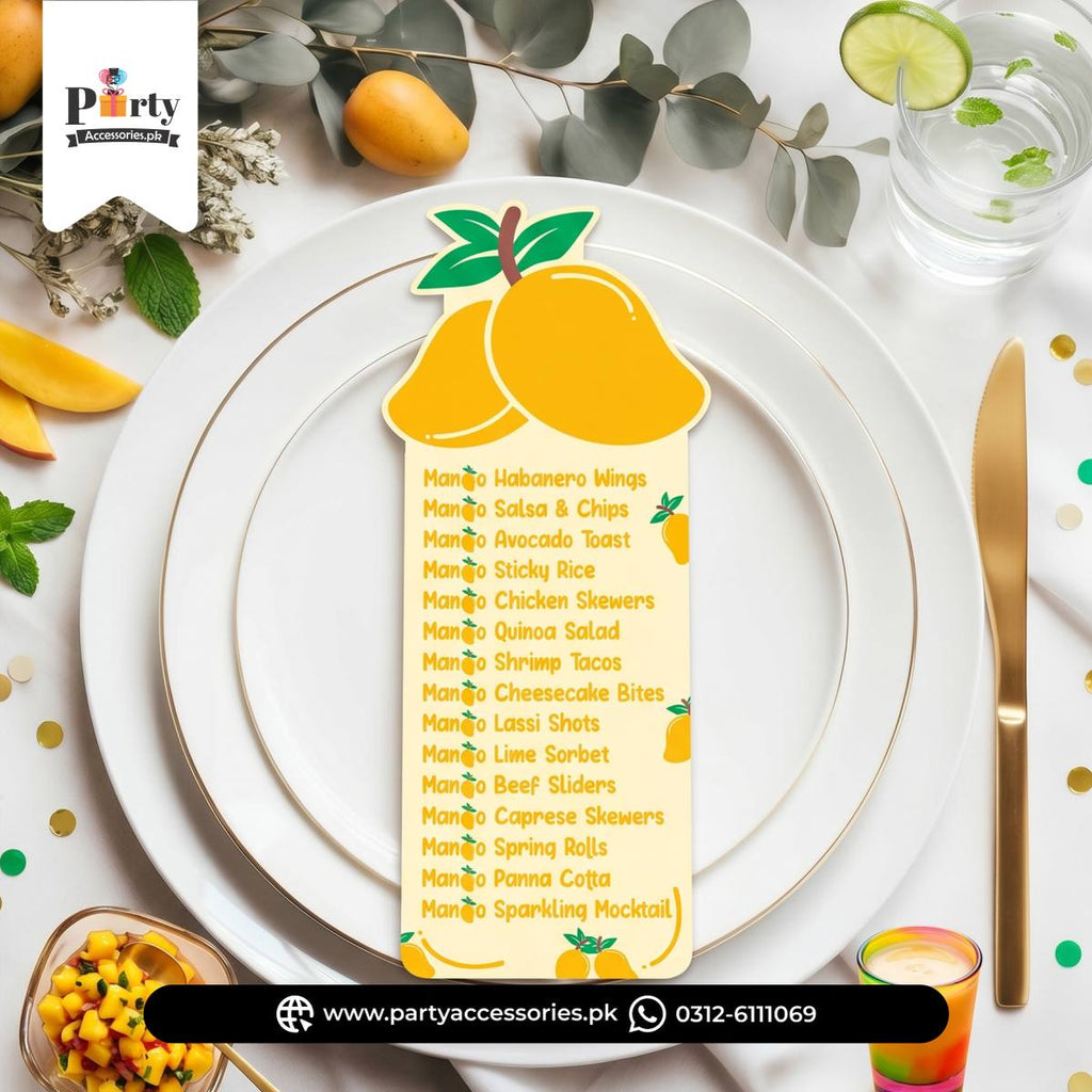Mango Party Customized Menu Cards 