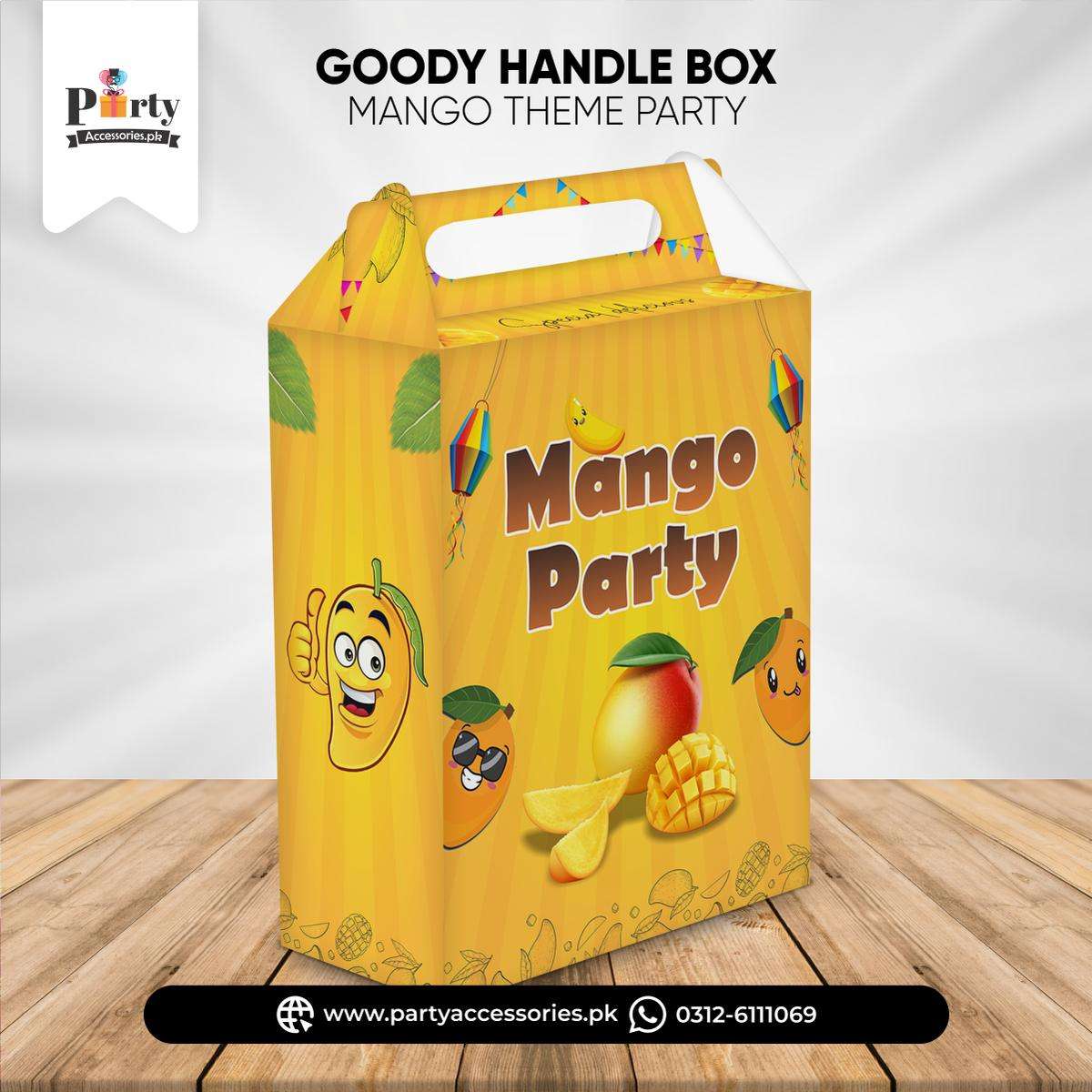 Mango Theme Favor Boxes | Personalized Handle Goody Boxes for Parties 