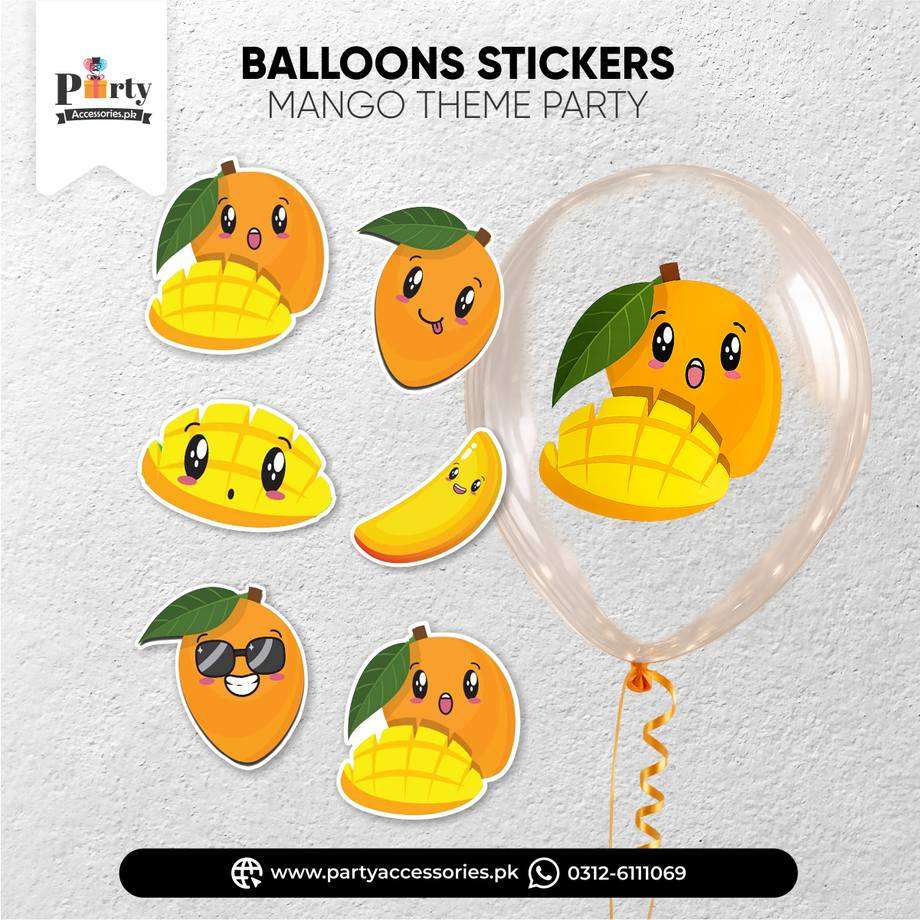 Transparent Balloons with Mango Theme Stickers