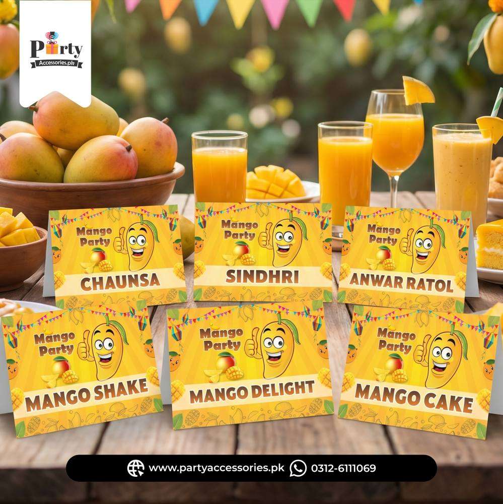 Mango theme party customized table tent cards