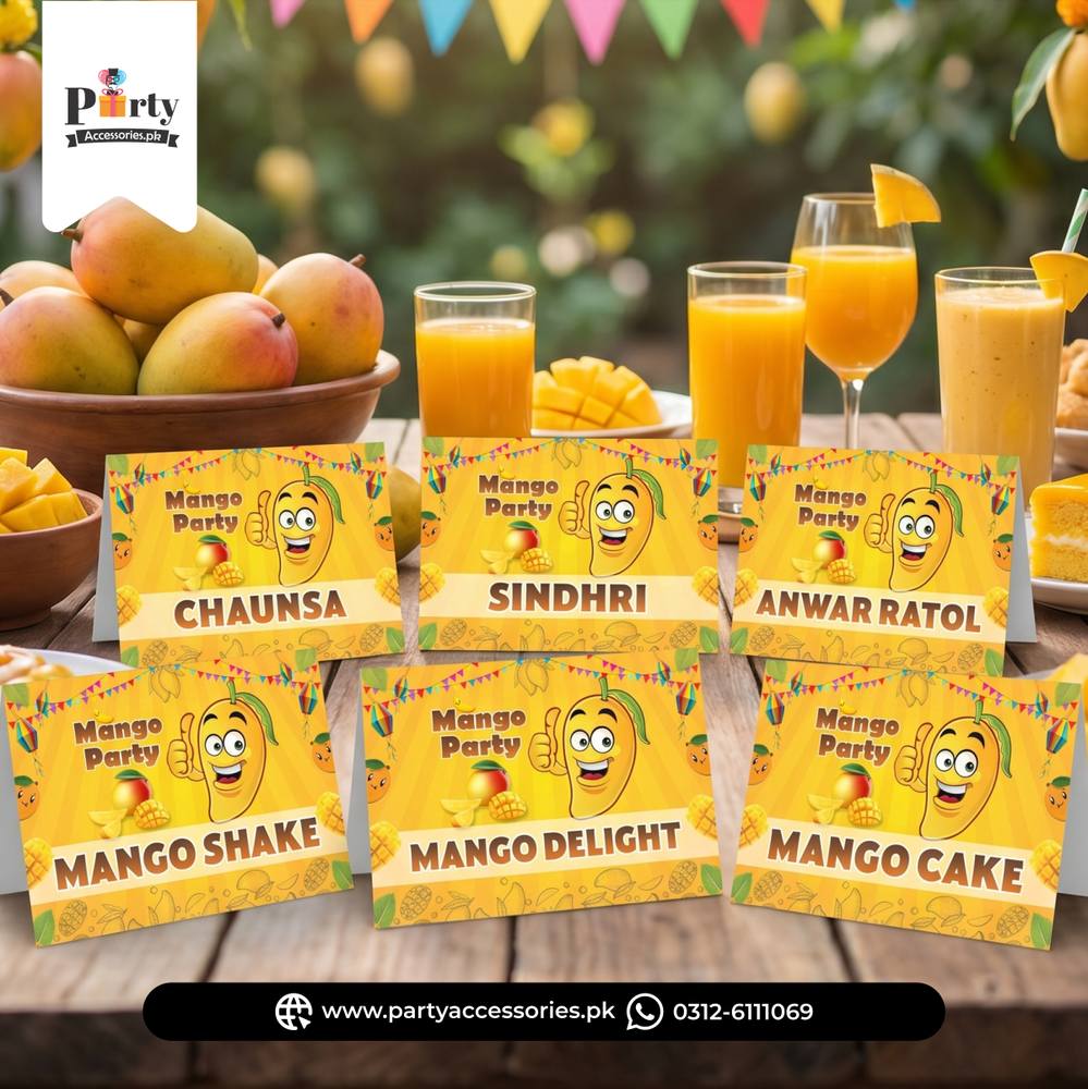 Mango theme party customized table tent cards