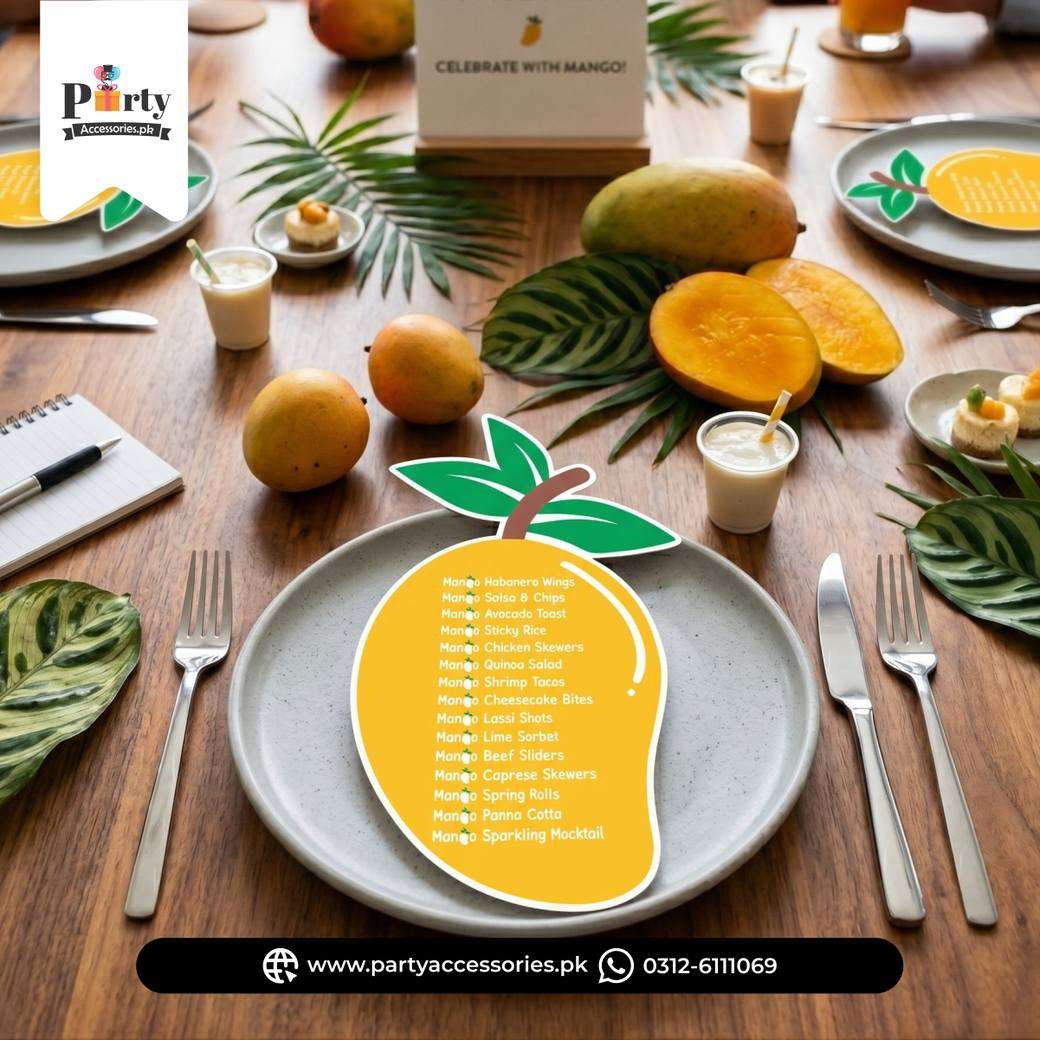 Customized Menu cards for mango party table decoration 