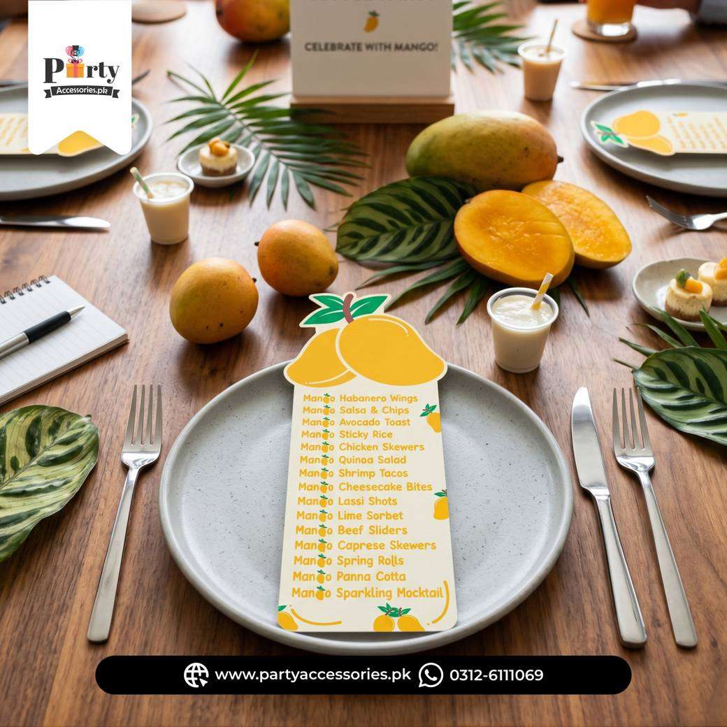 Mango Party Customized Menu Cards – Table Decoration 