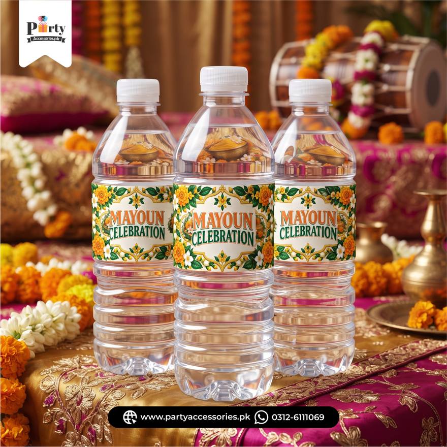 Mayoun party table decoration bottle labels