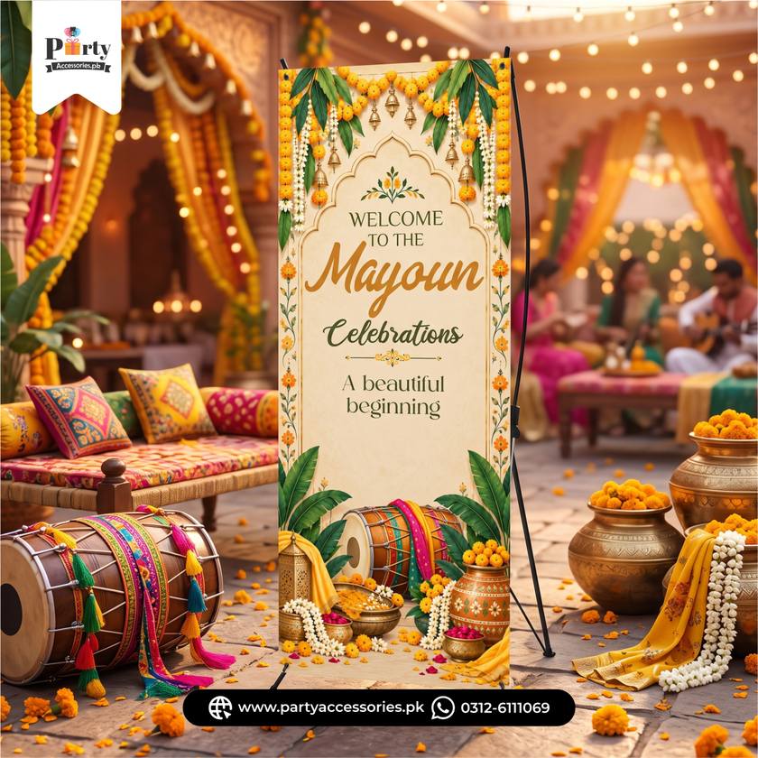 Mayoun party celebration welcome standee