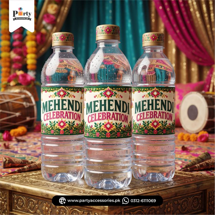 Mehndi Party Table Decoration Bottle Labels