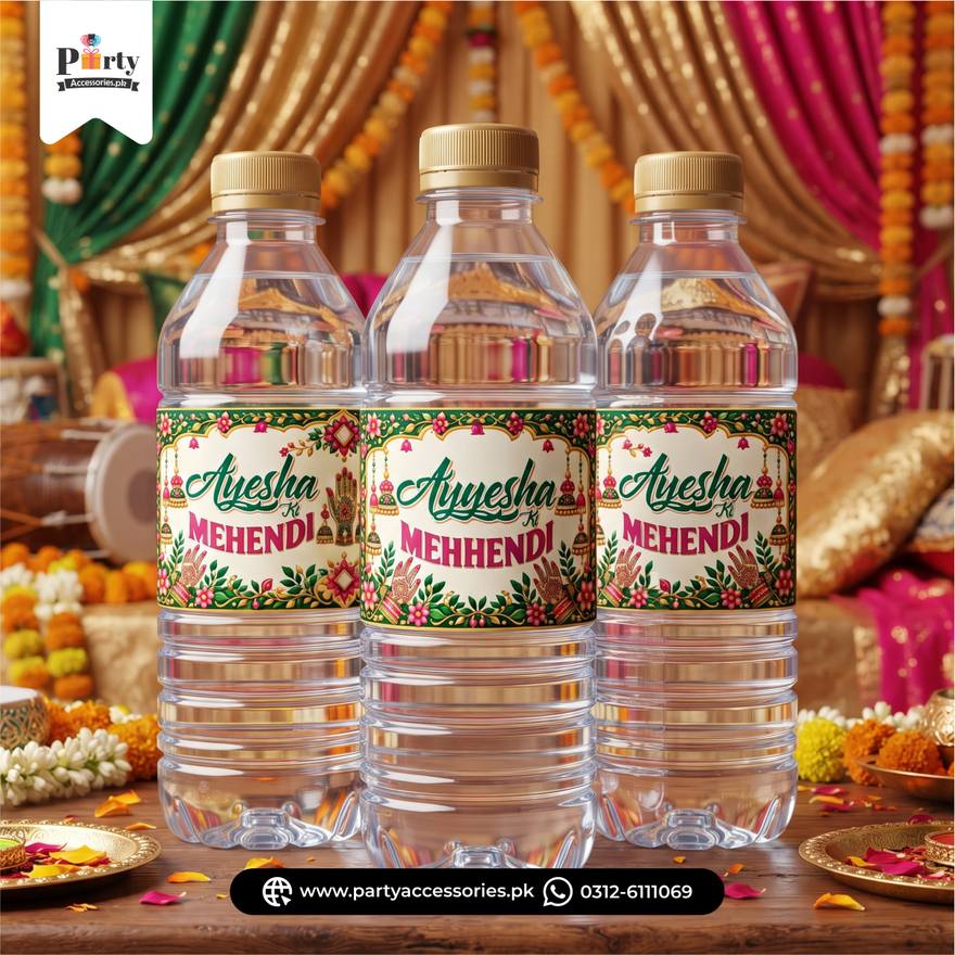 Mehendi Theme Personalized Bottle Label Wraps
