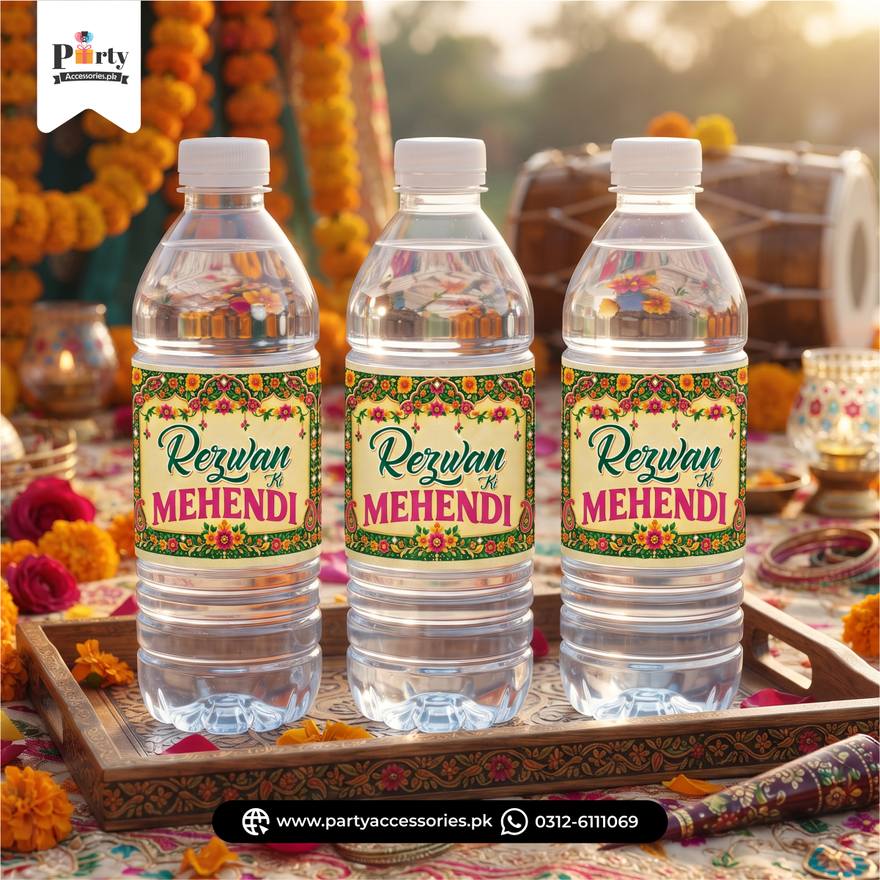Customized Mehendi Theme Bottle Labels