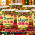 Mehendi Decoration Disposable Cups with Mehendi Design Stickers (Pack of 6)