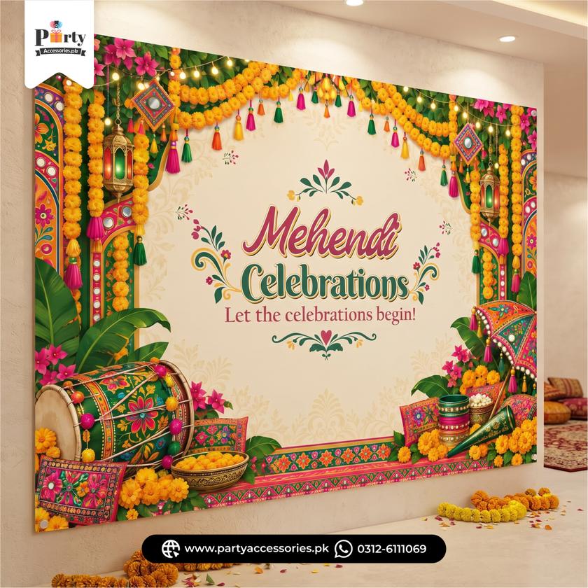 Mehendi Celebration Wall Backdrop 