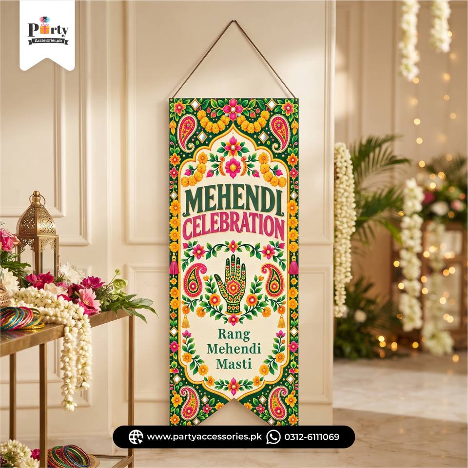 Mehendi Party Decoration Roman Wall Hanging Banner