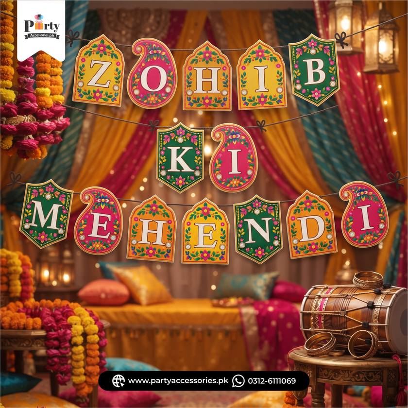 Mehendi Celebration Customized Bunting Banner