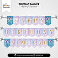 Mermaid Theme Customized Name Birthday Bunting Banner for Wall Decoration