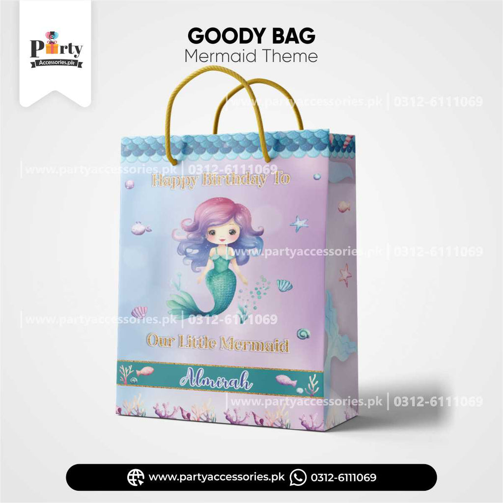 Mermaid Theme Customized Favor / Goody Bags for Birthday Party Decoration 