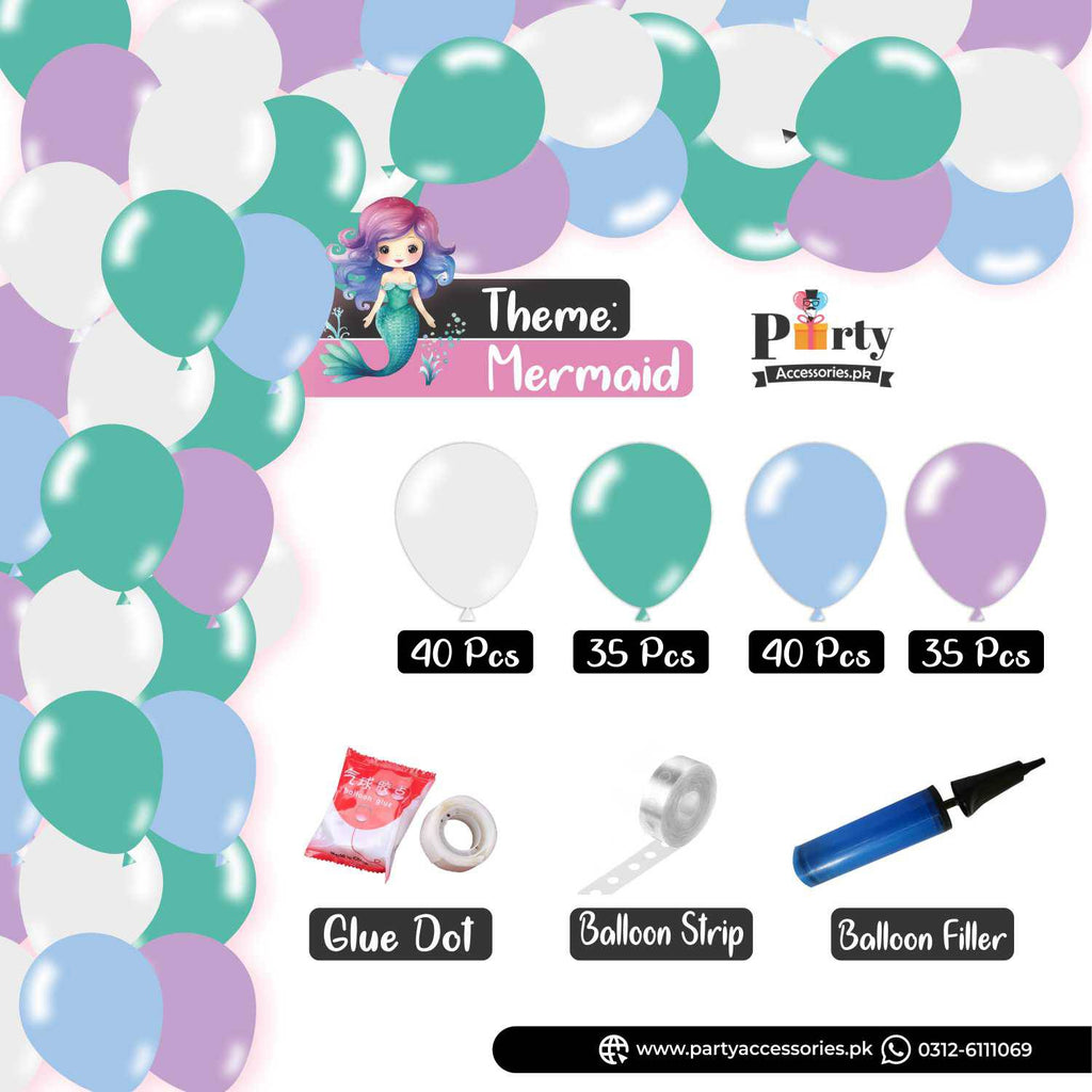 Mermaid Colors Theme Balloon Arch Set Garland Kit 150 Balloons