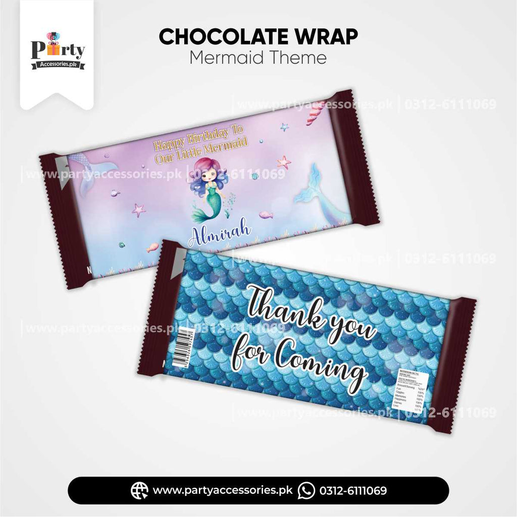 Mermaid Theme Customized Chocolate Wraps for Birthday Party Decoration 