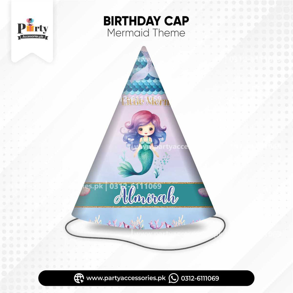 Mermaid theme customized cone cap for birthday party decoration 