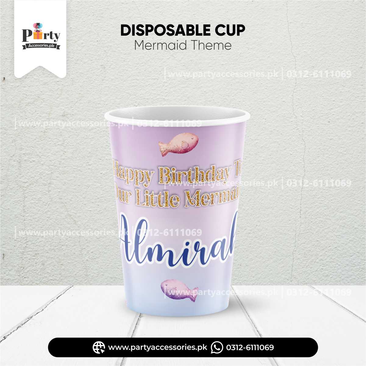 Mermaid Theme Customized Disposable Cups for Party Drink Decorations