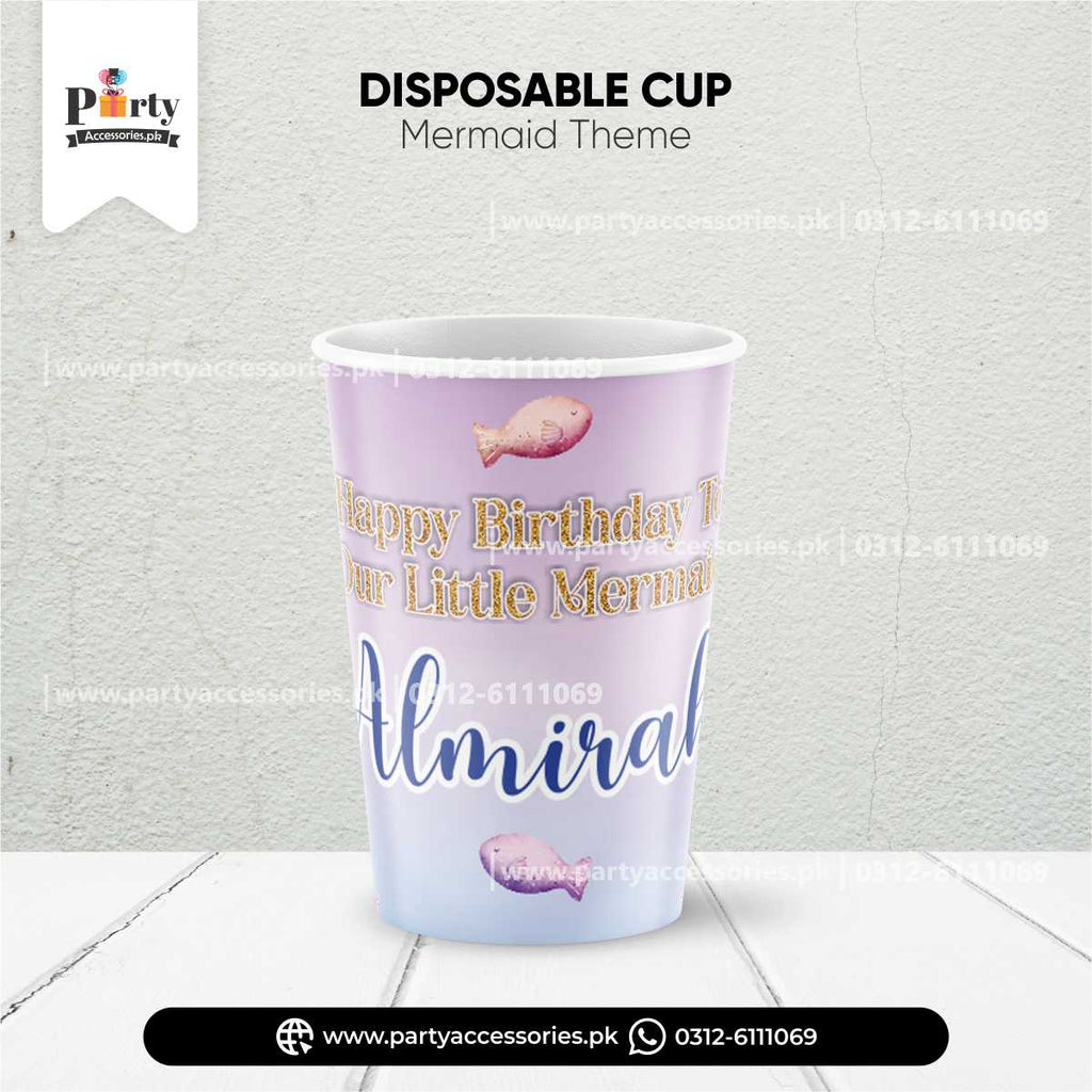 Mermaid Theme Customized Disposable Cups for Party Drink Decorations
