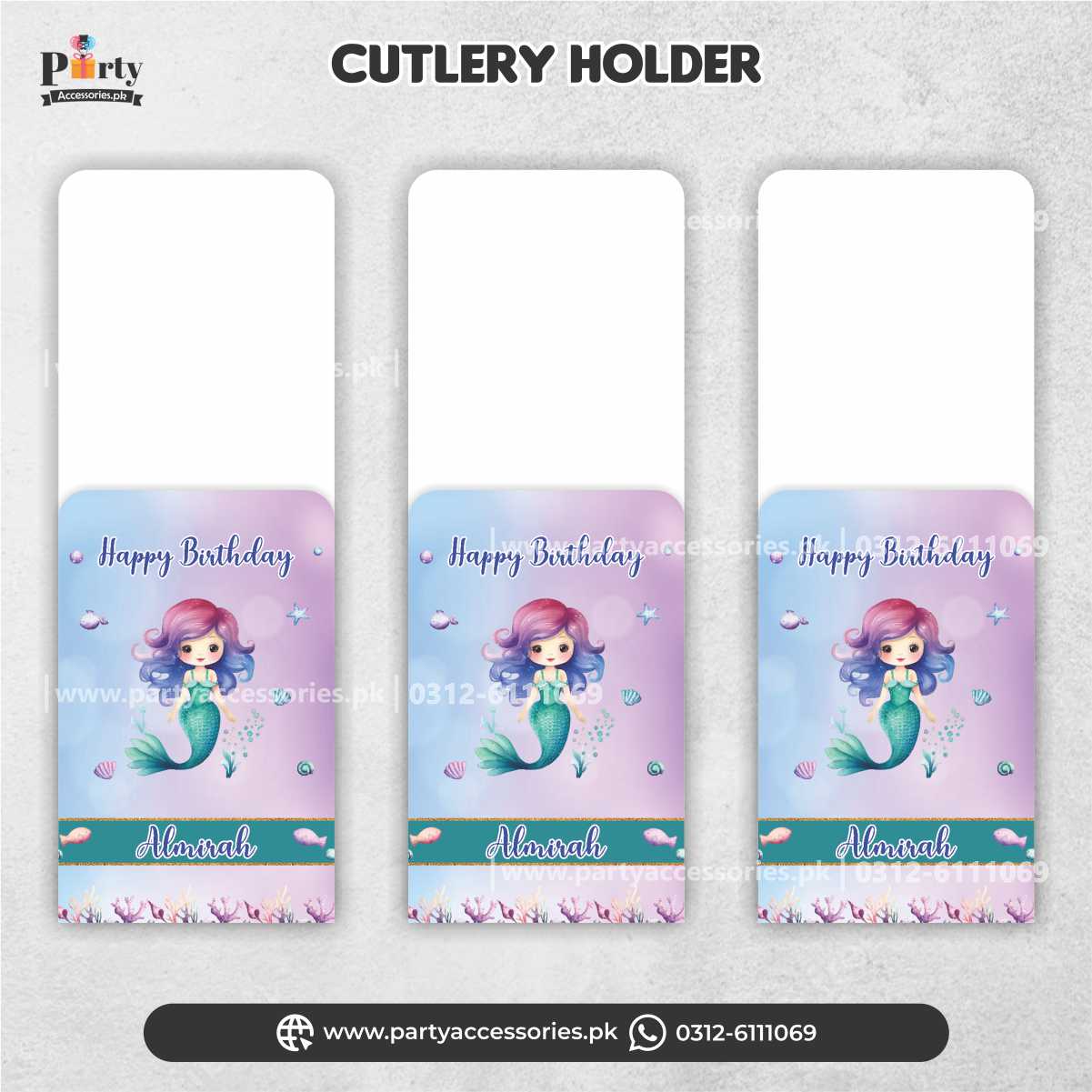 Mermaid Theme Cutlery Customized Holders for Cutlery Decoration