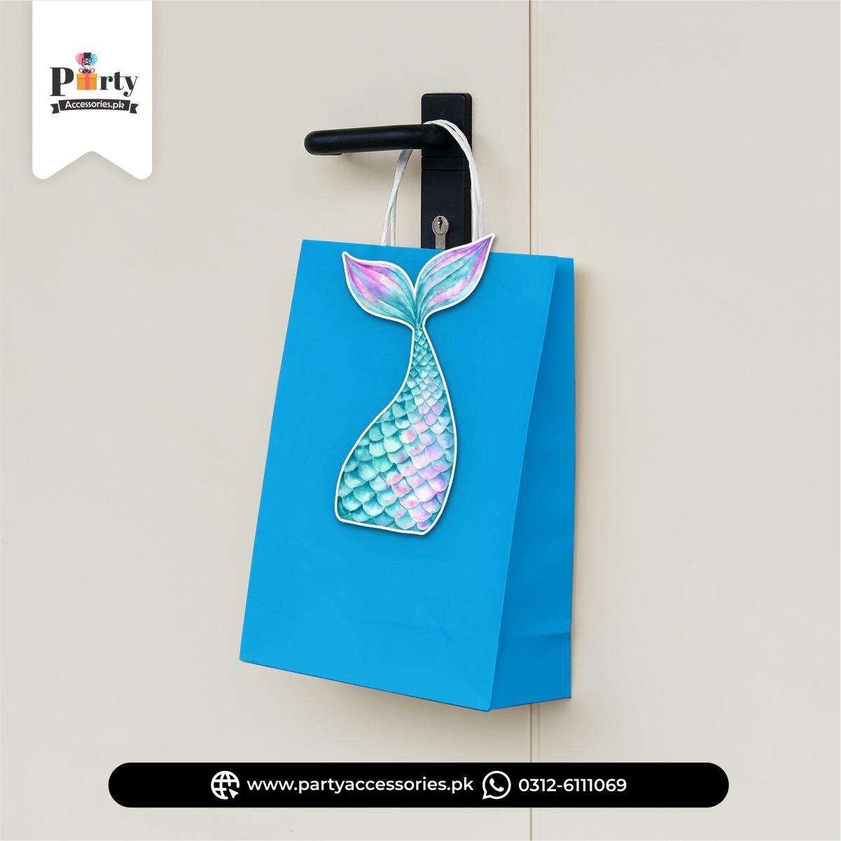 Mermaid Theme Birthday Cutout Goody Bags | Premium Party Favors 6 pcs Pack