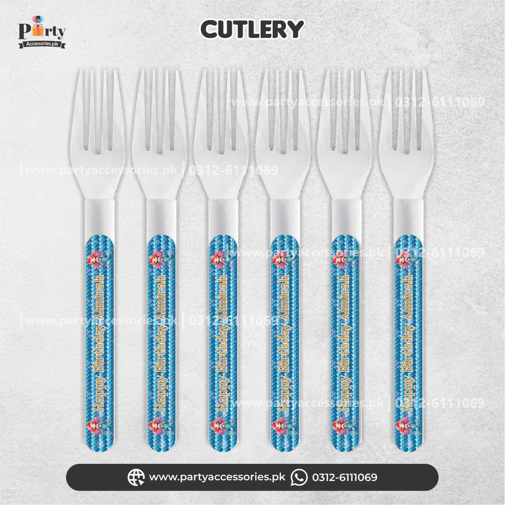 Mermaid theme customized disposable forks
