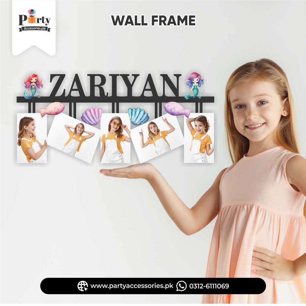 Mermaid Theme Customized Wall Name Frame With 5 Images for Wall Decoration