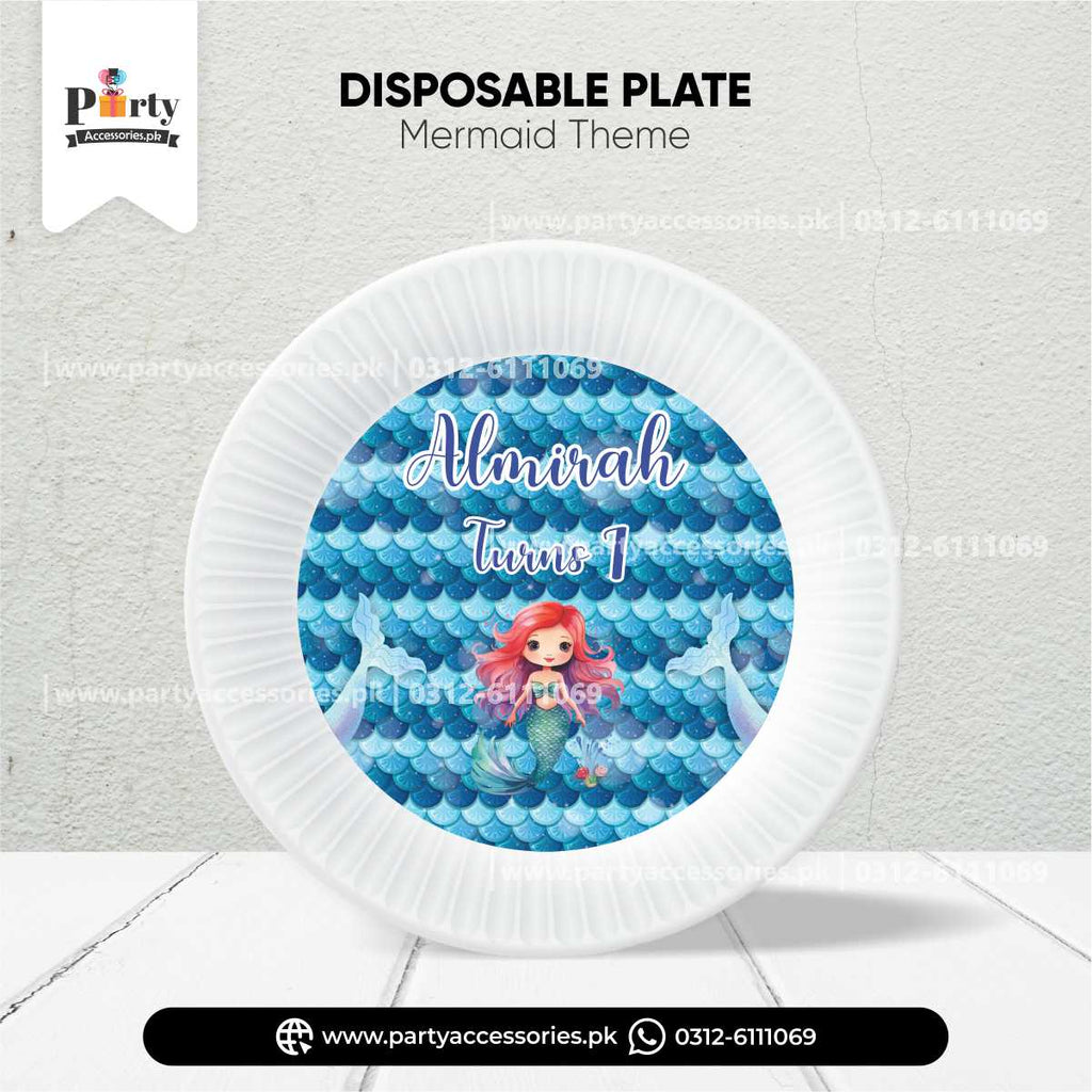 Mermaid Theme Customized Disposable Plates for Party Table Decorations