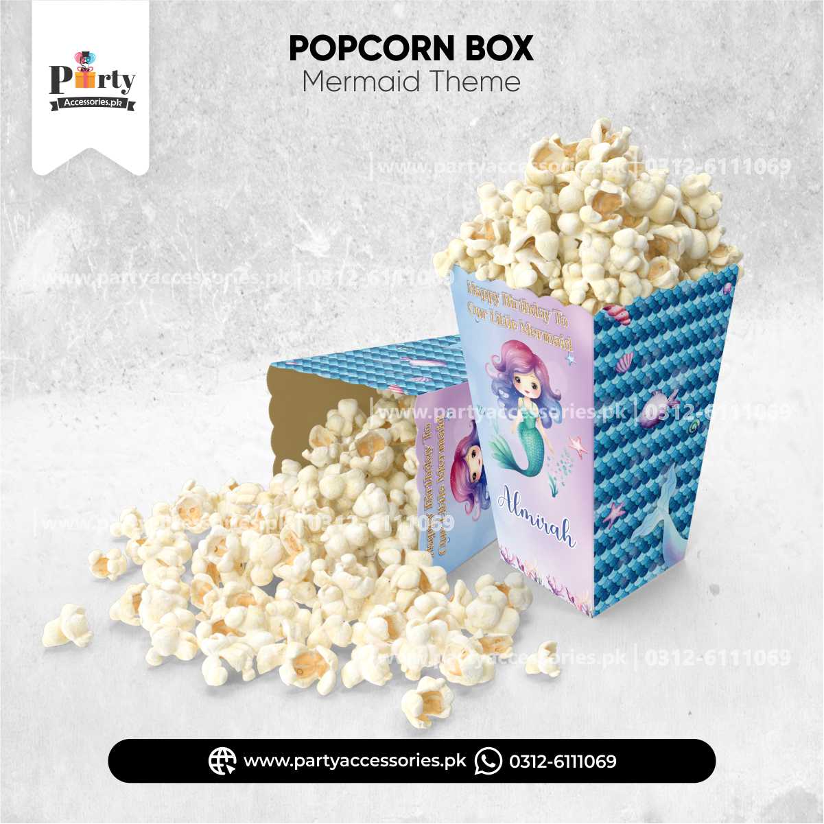Mermaid Theme Customized Popcorn Boxes for Party Decoration