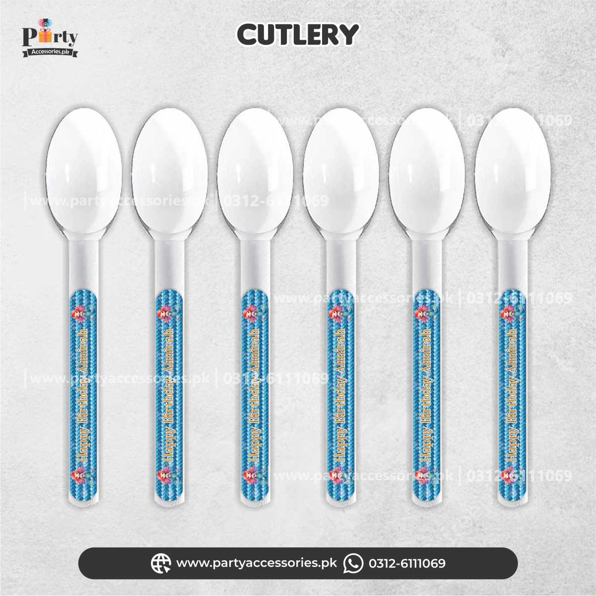Mermaid Theme Customized Disposable Spoons for Party Table Decoration