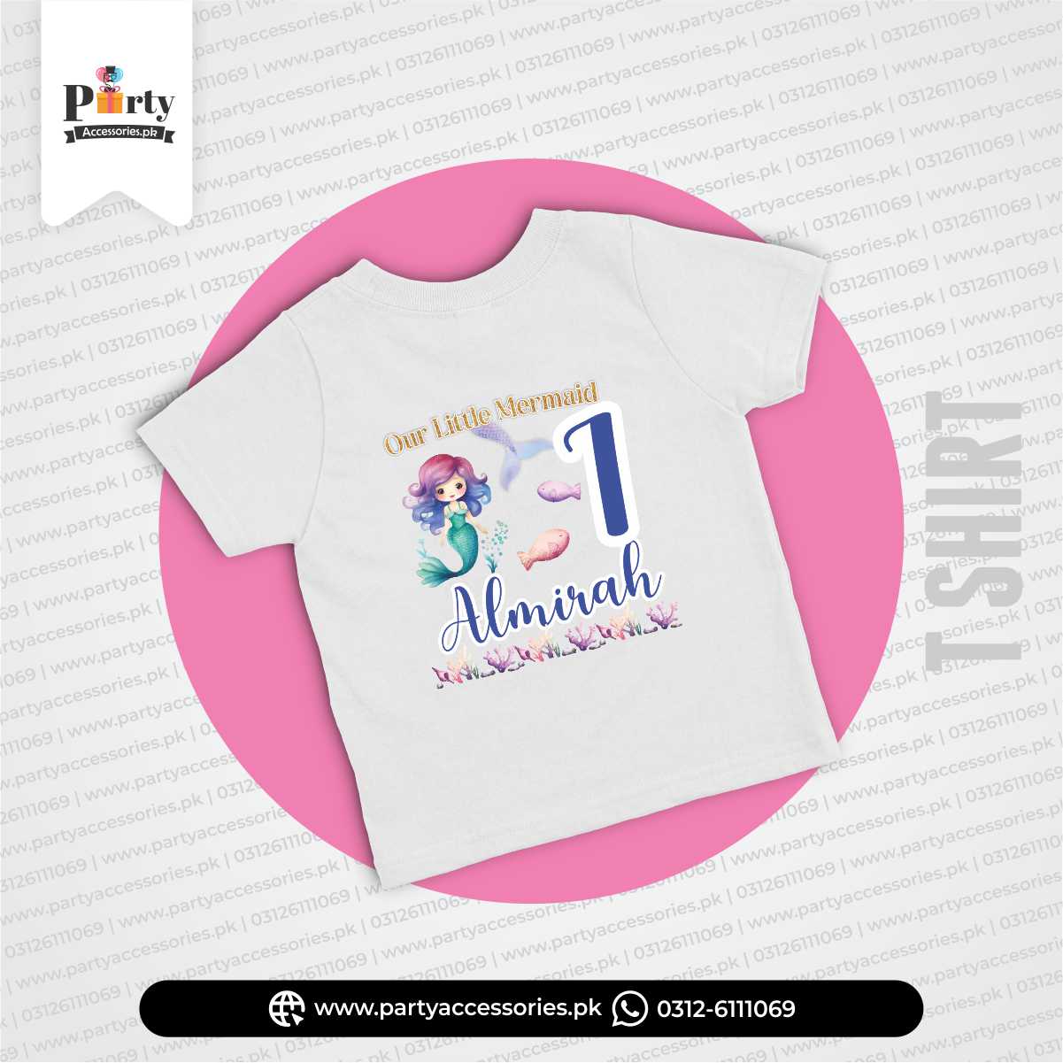 Mermaid Theme Customized T-shirt for Kid's Birthday Party Celebration