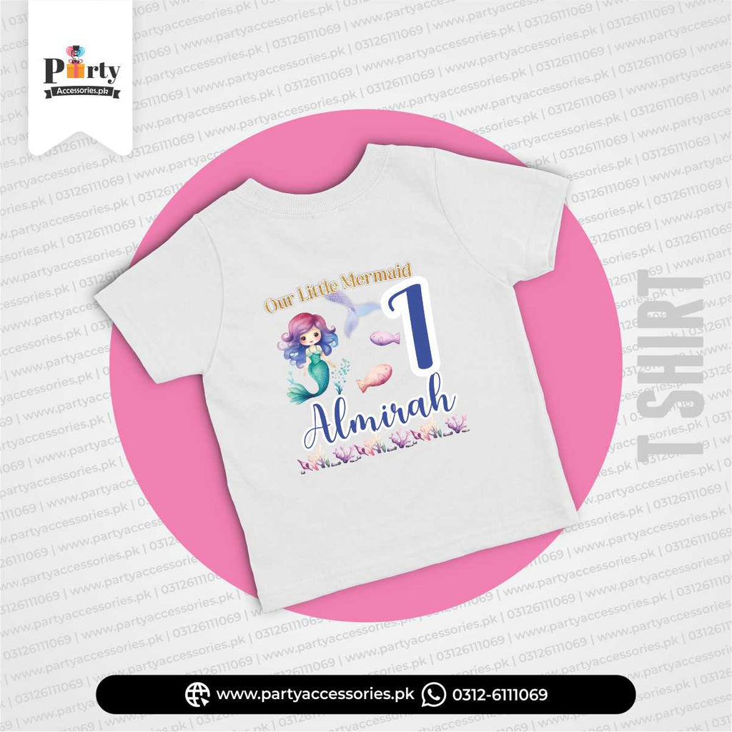 Mermaid Theme Customized T-shirt for Kid's Birthday Party Celebration