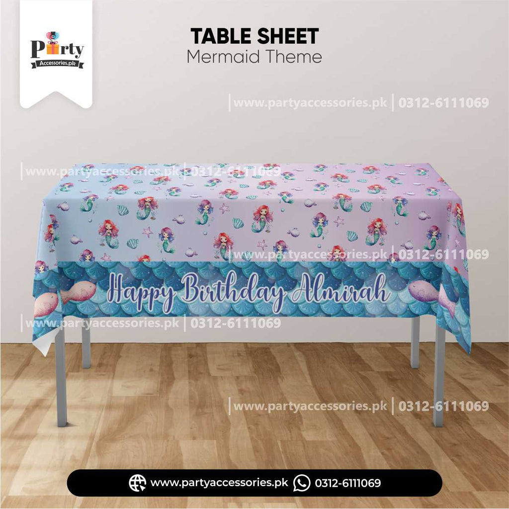Mermaid Theme Customized Table Cover for Birthday Party Tabke Decoration