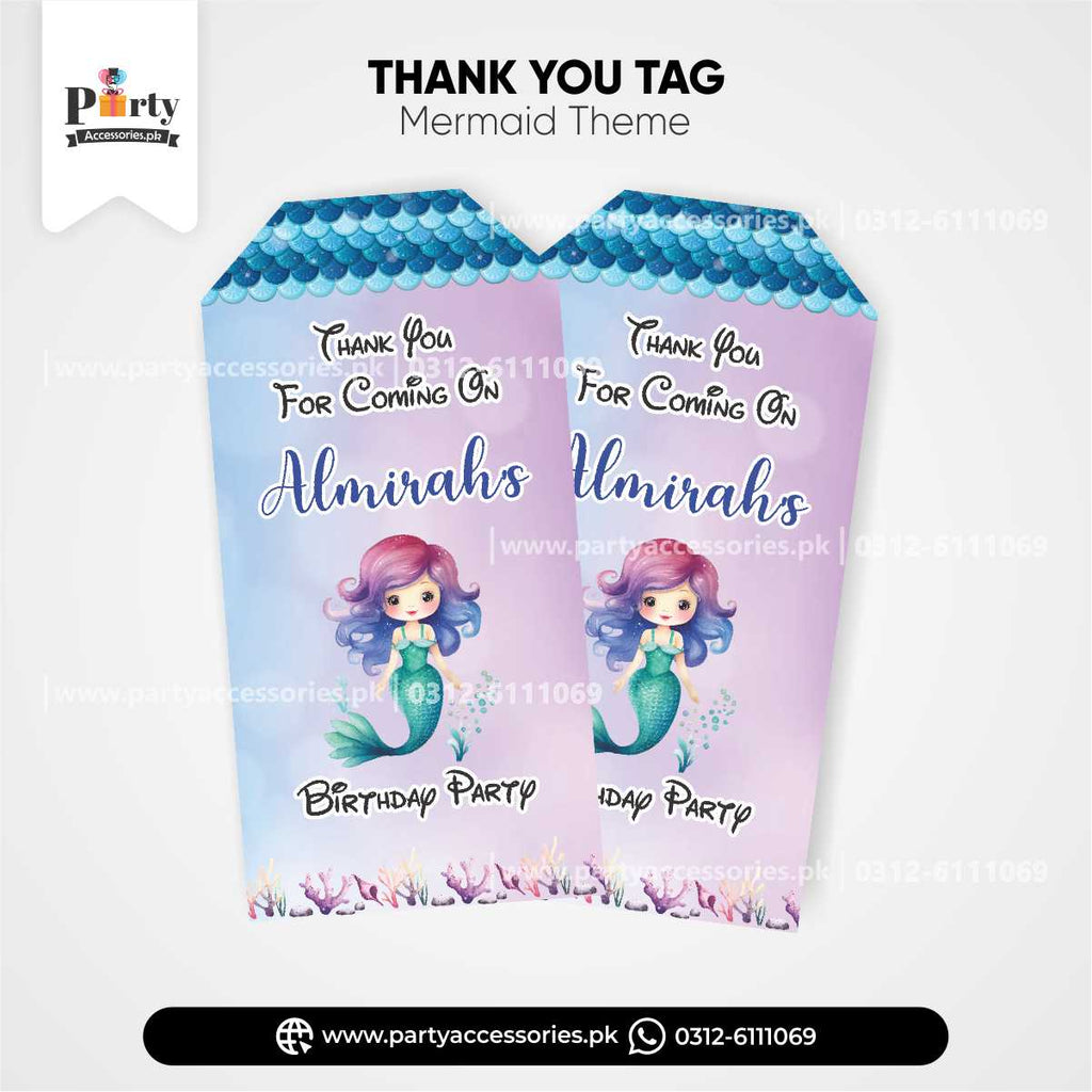 Mermaid Theme Customized Gift / Thank You Tags for Birthday Decoration