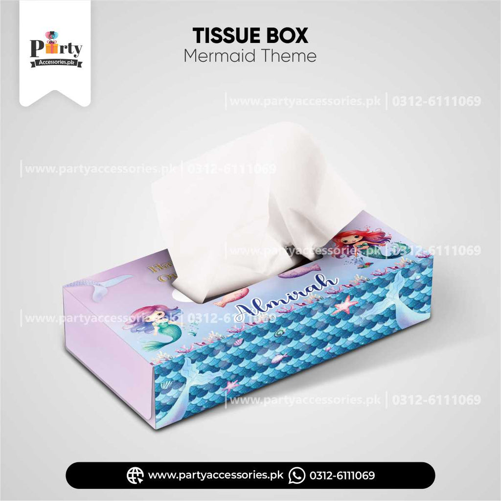 Mermaid Theme Customized Tissue Box Cover for Birthday Table Decor