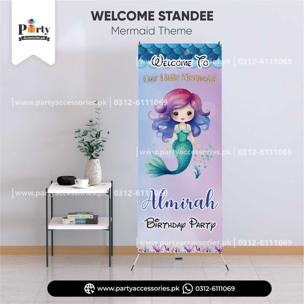 Mermaid Theme Customized Welcome Standee for Birthday Party Entrance Decor