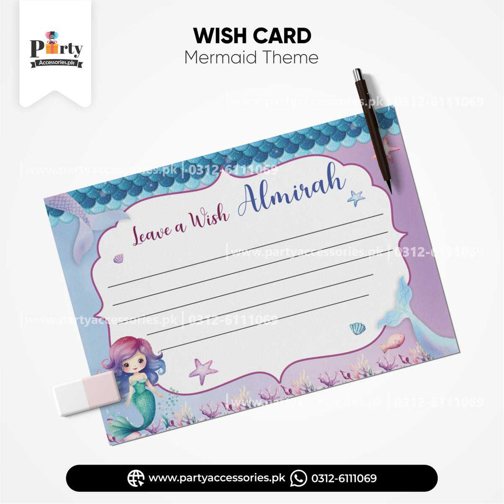 Mermaid Theme Customized Wish Cards for Birthday Party Decoration